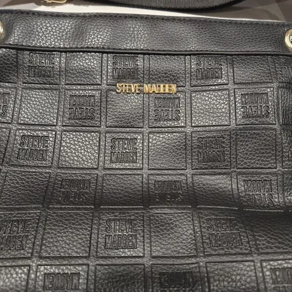 Steve Madden BCARRIE Crossbody Bag - Black Checkerboard Embossed Logo - Picture 2 of 12